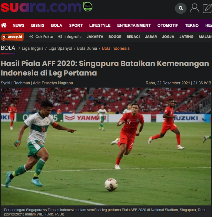 Báo Indonesia khẳng định đội nhà bị Singapore hủy diệt dù hòa 1-1  - Ảnh 1.