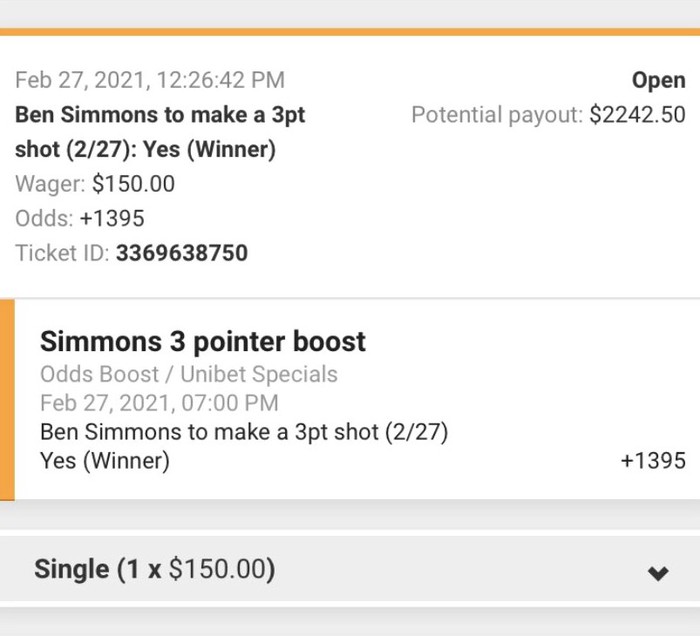 Ném cú 3 điểm thứ 4 trong sự nghiệp, Ben Simmons giúp bet thủ mang về hàng chục triệu đồng - Ảnh 3.