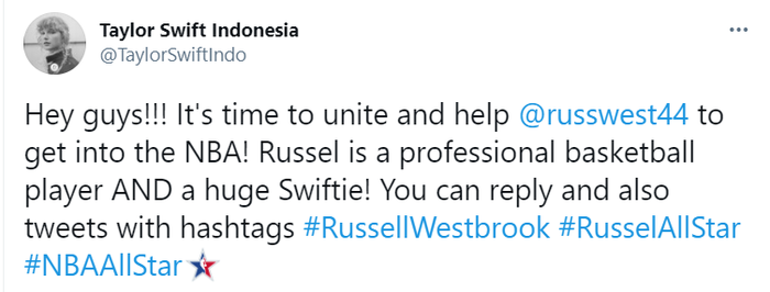 Russell Westbrook chiếm lợi thế trên cuộc đua đến NBA All-Star 2021 nhờ fan... Taylor Swift - Ảnh 2.