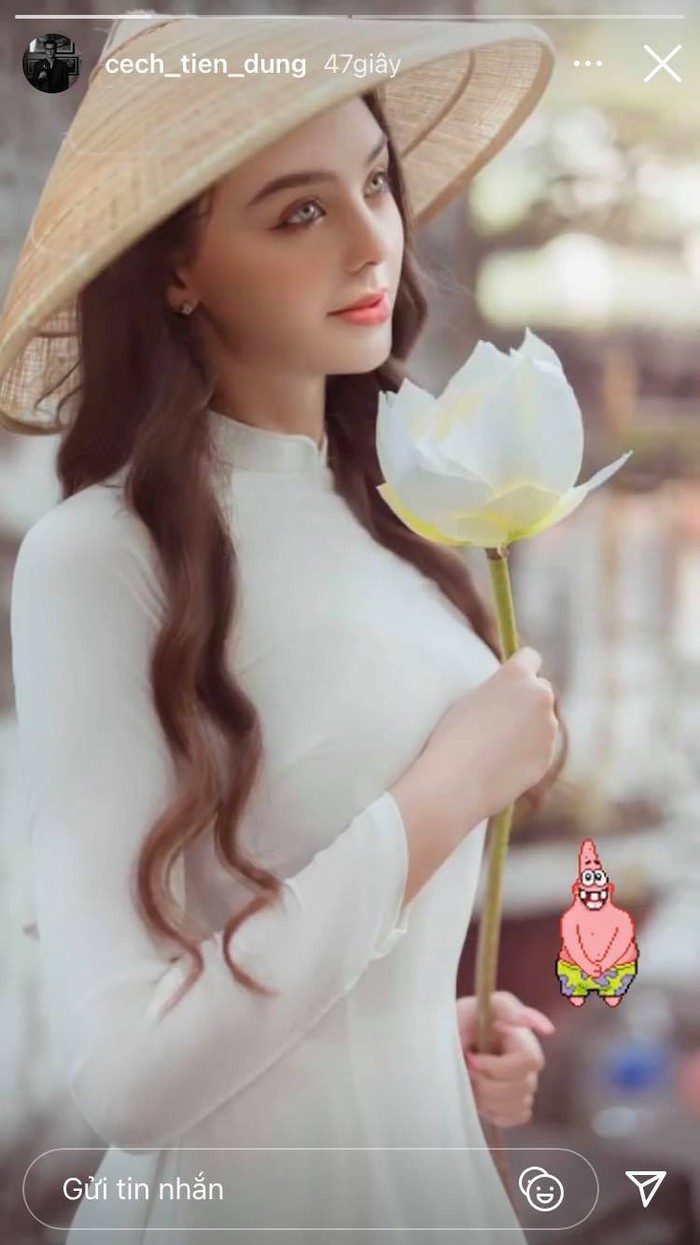 Bùi Tiến Dũng khoe ảnh bạn gái ngoại quốc cực xinh trong tà áo dài Việt Nam - Ảnh 1.