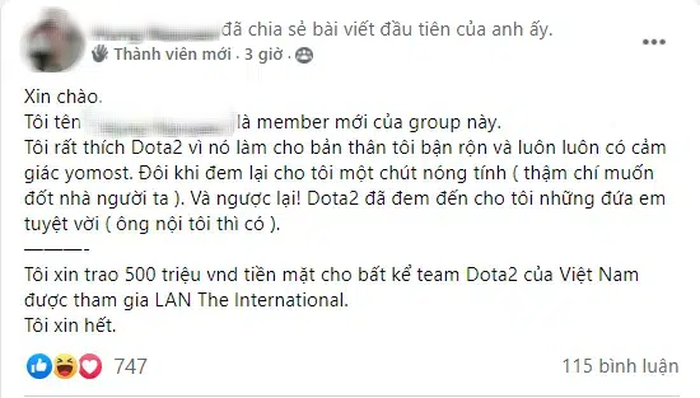 Đại gia tuyên bố thưởng nóng 500 triệu VNĐ cho bất kì đội Dota 2 Việt Nam nào giành vé dự The International - Ảnh 1.