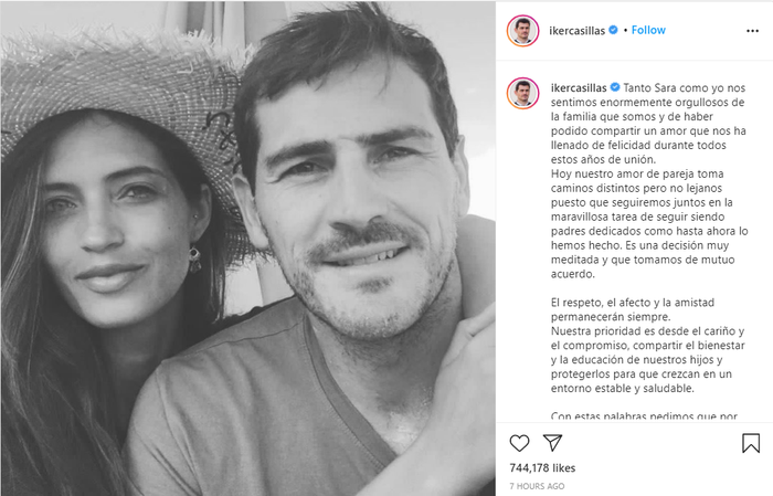 &quot;Thánh&quot; Iker Casillas xác nhận chia tay nữ phóng viên xinh đẹp, chấm dứt chuyện tình ngỡ &quot;đẹp như mơ&quot; kéo dài 12 năm - Ảnh 1.