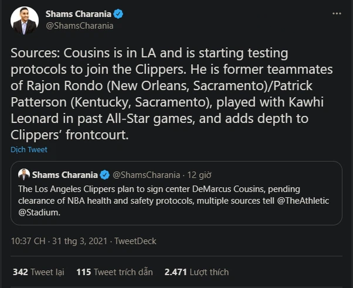 DeMarcus Cousins trở lại NBA trong màu áo Los Angeles Clippers? - Ảnh 1.