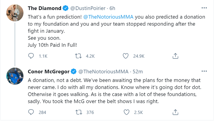 Dustin Poirier  tố Conor McGregor &quot;bùng&quot; tiền từ thiện