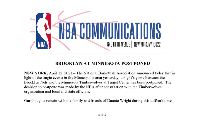 Trận đấu giữa Brooklyn Nets và Minnesota Timberwolves tạm hoãn vì loạt bạo loạn diễn ra sau vụ cảnh sát Mỹ bắn chết người da màu - Ảnh 1.