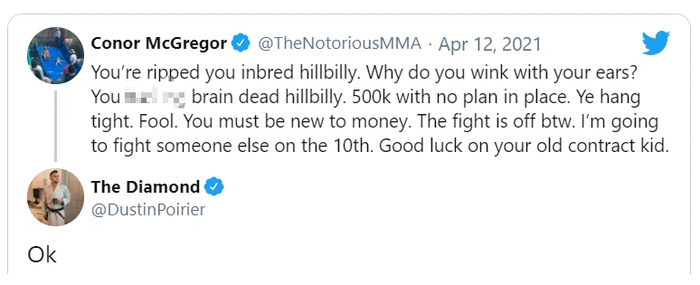 Conor McGregor tuyên bố hủy trận trilogy trên MXH và Dustin Poirier đã đồng ý ngay phía dưới