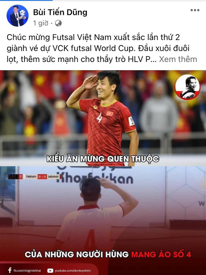 Văn Lâm, Quang Hải chúc mừng futsal Việt Nam giành vé dự World Cup - Ảnh 4.