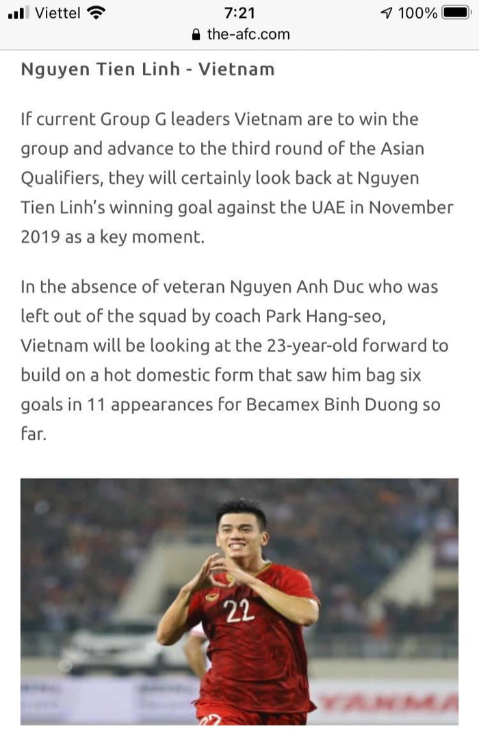 AFC xem Tiến Linh là ''chìa khóa'' cho thành công của đội tuyển Việt Nam - Ảnh 1.