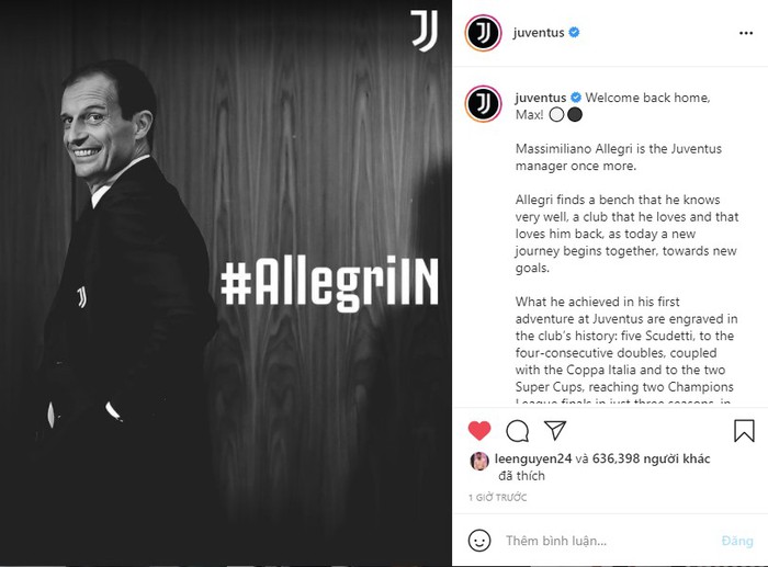 Allegri chính thức trở lại Juventus - Ảnh 1.