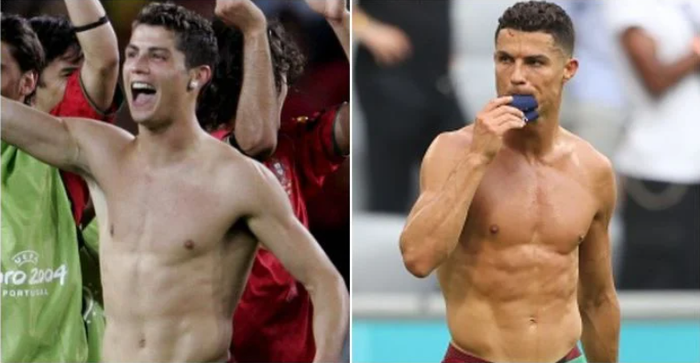 Choáng với màn lột xác ngoạn mục của Ronaldo sau 17 năm: Anh chàng từng bị chê gầy nhẳng giờ đã có 6 múi sầu riêng thơm phức - Ảnh 2.