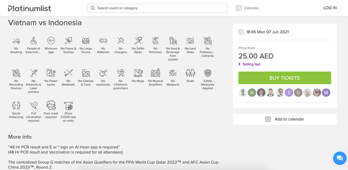 Giá vé xem trận Việt Nam – Indonesia tại UAE rất rẻ - Ảnh 2.