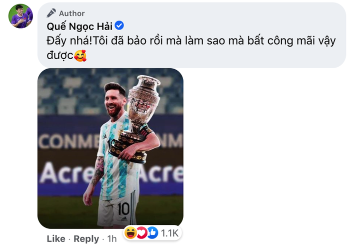 Đội trưởng tuyển Việt Nam mừng ra mặt khi Messi vô địch Copa America - Ảnh 2.