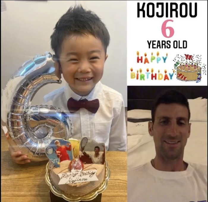 Cậu bé Nhật Bản bất ngờ nhận được lời chúc từ Novak Djokovic trong ngày sinh nhật 6 tuổi. - Ảnh 1.