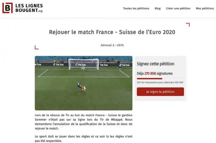 270.000 fan Pháp ký đơn đòi đá lại trận gặp Thụy Sĩ, khẳng định thủ môn đối thủ đã phạm luật - Ảnh 1.