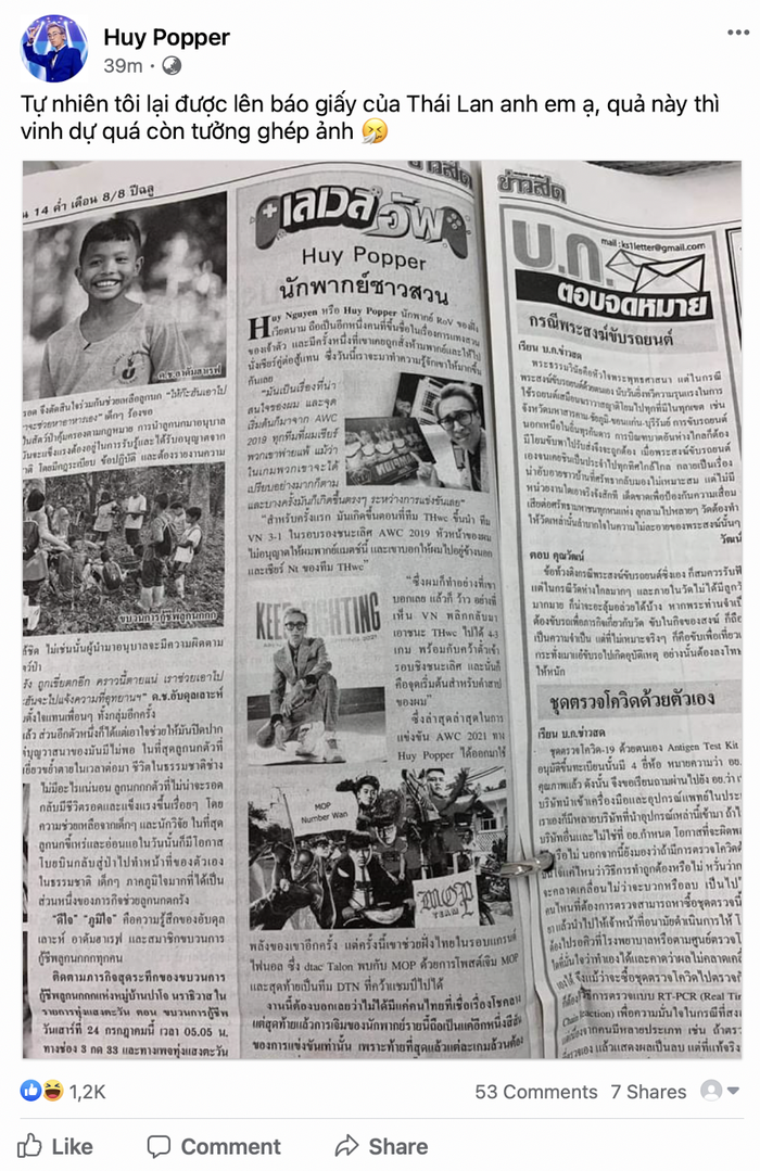Pháp sư Hoa Lư - Huy Popper vinh dự được xuất hiện hẳn trên báo giấy truyền thống của Thái Lan - Ảnh 2.