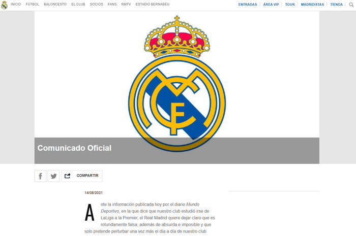 Real Madrid bác bỏ tin đồn bỏ La Liga sang Ngoại Hạng Anh - Ảnh 1.