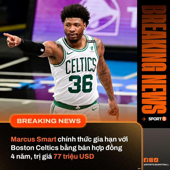 Marcus Smart đạt thỏa thuận gia hạn 4 năm với Boston Celtics - Ảnh 1.