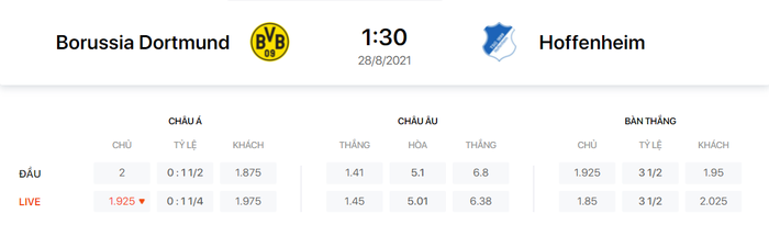 Nhận định, soi kèo, dự đoán Dortmund vs Hoffenheim (vòng 2 Bundesliga) - Ảnh 1.