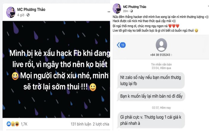 MC Phương Thảo bị hack Facebook cá nhân ngay trên livestream chỉ vì quá &quot;ngây thơ&quot; - Ảnh 1.