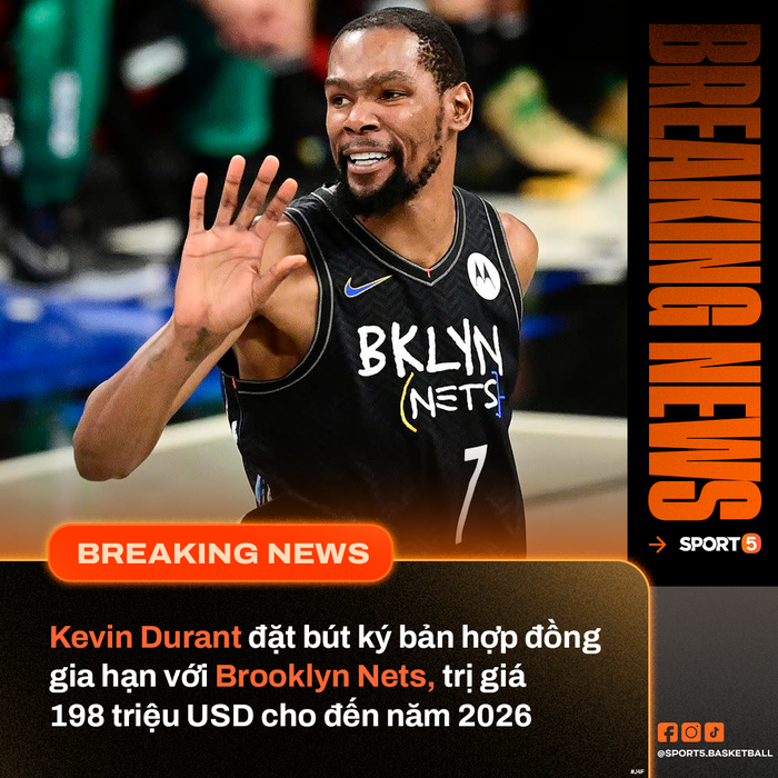 Kevin Durant chính thức gia hạn hợp đồng &quot;khủng&quot; với Brooklyn Nets - Ảnh 1.