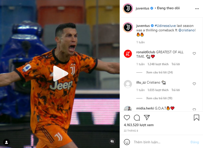Ronaldo ra đi, Juve mất gần 300.000 lượt theo dõi trên Instagram - Ảnh 2.