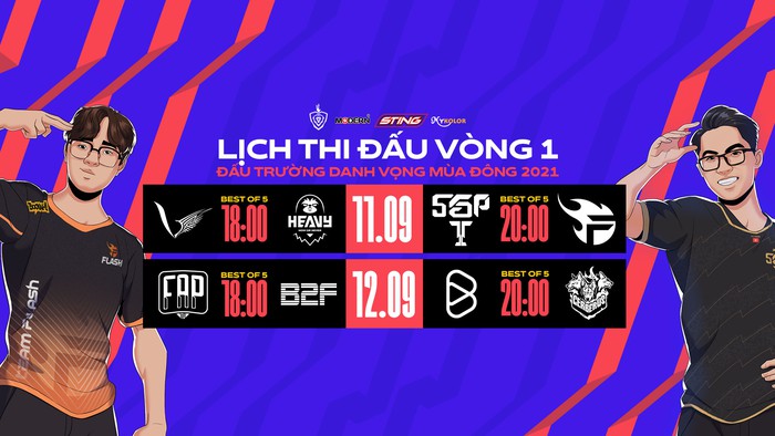 Lịch thi đấu ngày thứ 1 vòng 1 ĐTDV mùa Đông 2021
