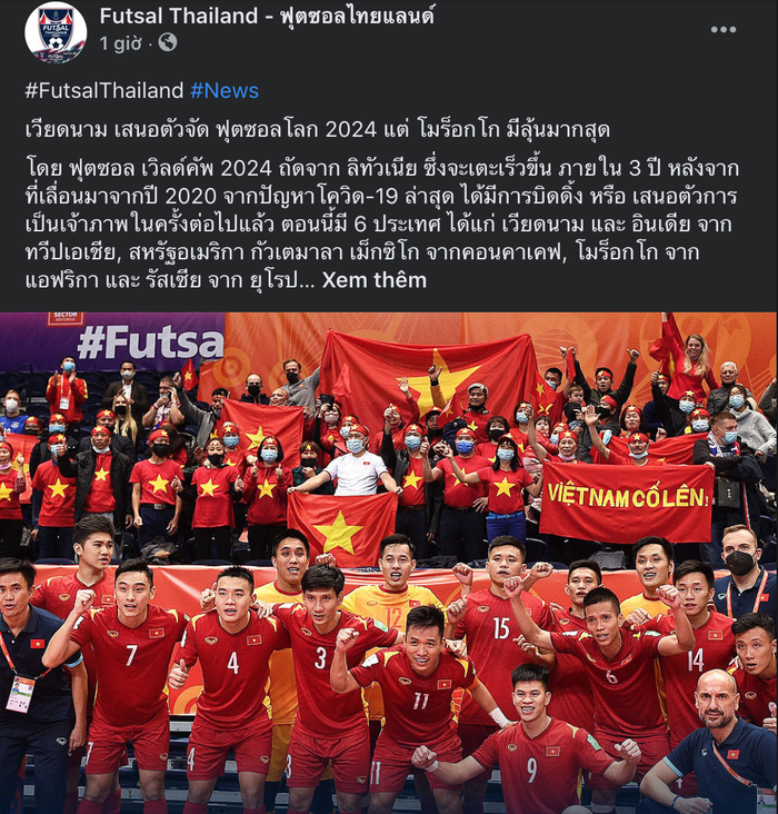 Truyền thông Thái Lan đưa tin Việt Nam xin đăng cai VCK Futsal World Cup 2024 - Ảnh 1.