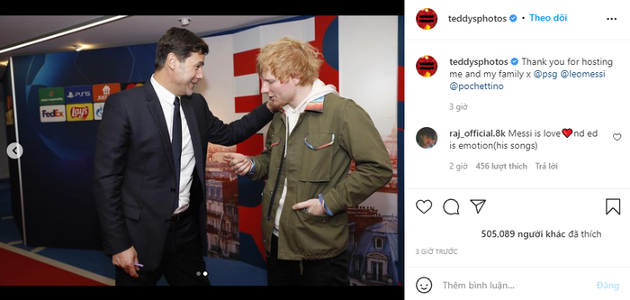 Ed Sheeran được Messi đăng ảnh chụp chung lên trang Facebook có hơn 104 triệu lượt theo dõi - Ảnh 2.