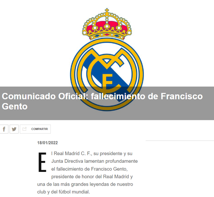 TIN BUỒN: Huyền thoại & chủ tịch danh dự Real Madrid Paco Gento qua đời - Ảnh 1.