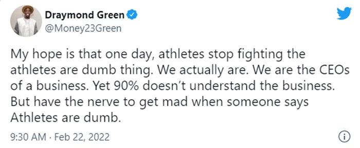 Draymond Green xác nhận sự ngốc nghếch của giới vận động viên bằng đoạn tweet sai chính tả: &quot;Chúng tôi đần độn là sự thật mà&quot; - Ảnh 2.