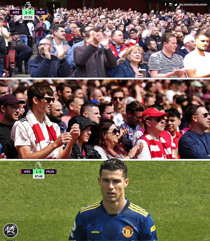 Hình ảnh đẹp: Fan Arsenal vỗ tay động viên Ronaldo ở phút thứ 7 - Ảnh 2.