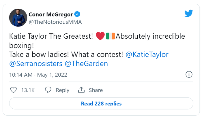Conor McGregor, Jake Paul lên tiếng sau khi chứng kiến trận đấu lịch sử giữa Katie Taylor - Amanda Serrano - Ảnh 1.