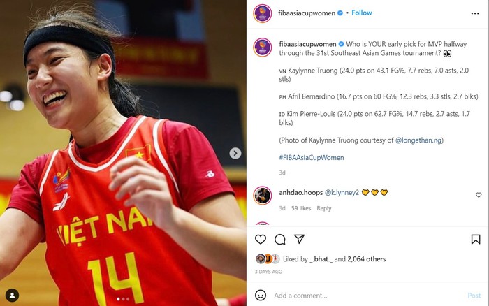 Trương Thảo Vy được FIBA lựa chọn làm ứng cử viên MVP của bóng rổ nữ tại SEA Games 31 - Ảnh 1.