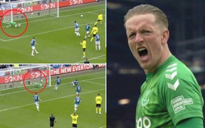 Thủ môn Everton bay người cứu thua 2 pha liên tiếp trong 3 giây