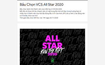 Cuối cùng thì VCS cũng mở cổng bình chọn All Star, nhưng sao lại "phèn" thế này?