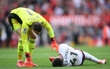 MU thoát bàn thua nhờ pha trượt chân hết sức hài hước của cầu thủ Aston Villa