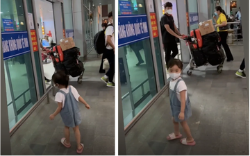 Con gái đến sân bay đón Quế Ngọc Hải về nhà sau nửa tháng đi xa thi đấu
