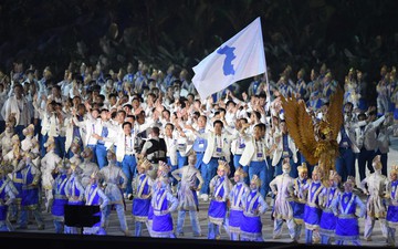 Hàn - Triều dùng chung lá cờ đặc biệt tại lễ khai mạc ASIAD 18