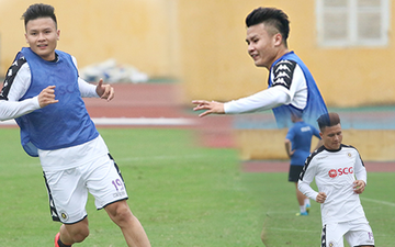 Quang Hải tươi tắn trong buổi tập của Hà Nội FC, sẵn sàng dự đại chiến với Sông Lam Nghệ An