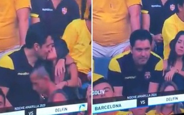Góc đen đủi: Bị camera quay được cảnh hôn gái lạ trên khán đài, fan bóng đá bị vợ đá tức khắc vì tội "cắm sừng"