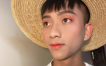 Văn Đức nhan sắc ngời ngời sau khi làm mẫu bất đắc dĩ cho Nhật Linh tập make-up